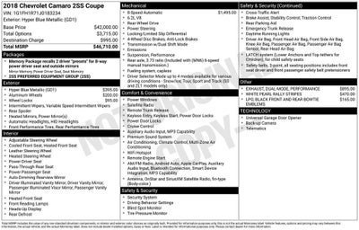 2018 Chevrolet Camaro 2SS