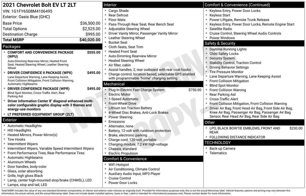 2021 Chevrolet Bolt EV LT