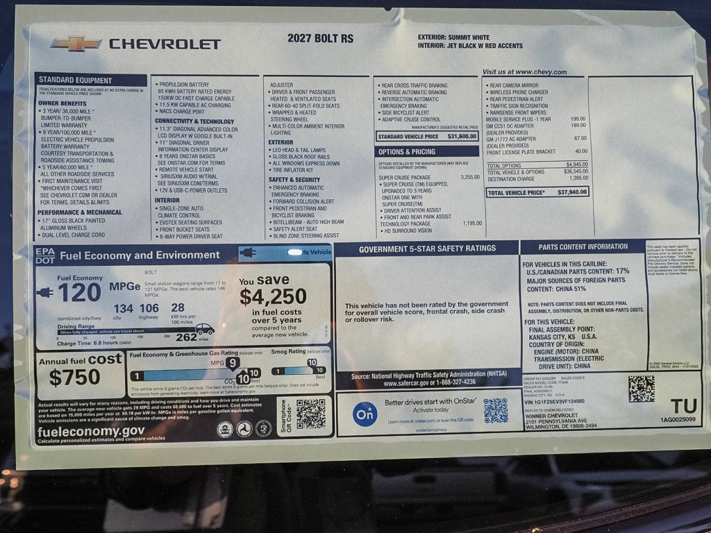 2027 Chevrolet Bolt RS