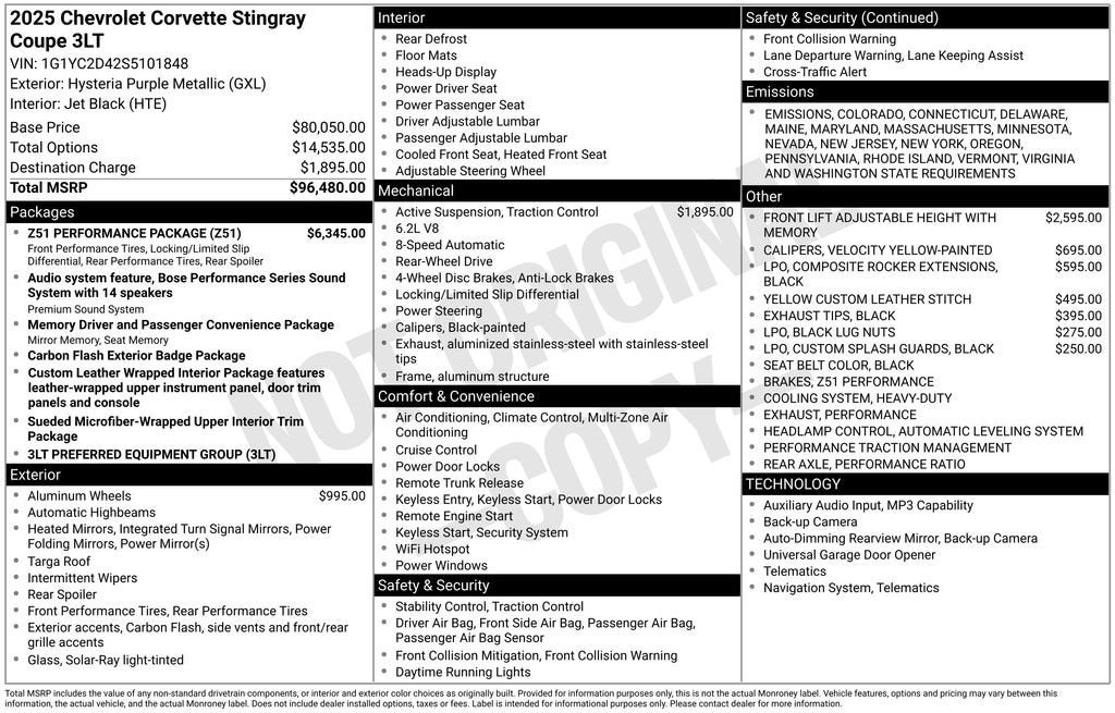 2025 Chevrolet Corvette Stingray 3LT