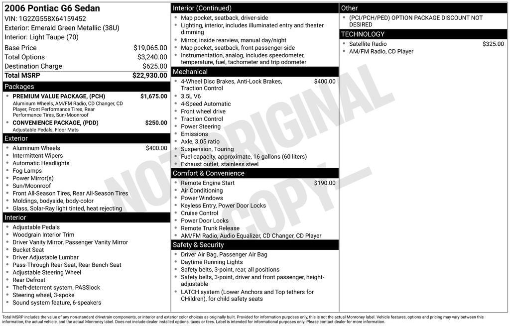 2006 Pontiac G6 6-Cyl