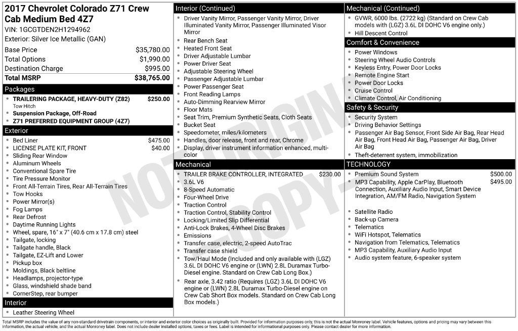 2017 Chevrolet Colorado 4WD Z71