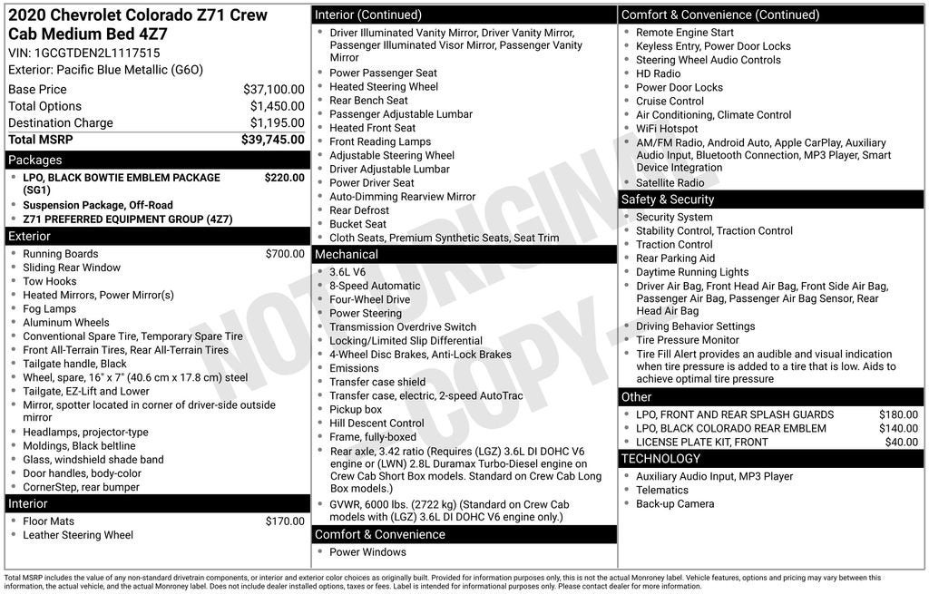 2020 Chevrolet Colorado 4WD Z71