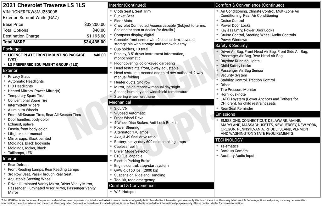 2021 Chevrolet Traverse LS