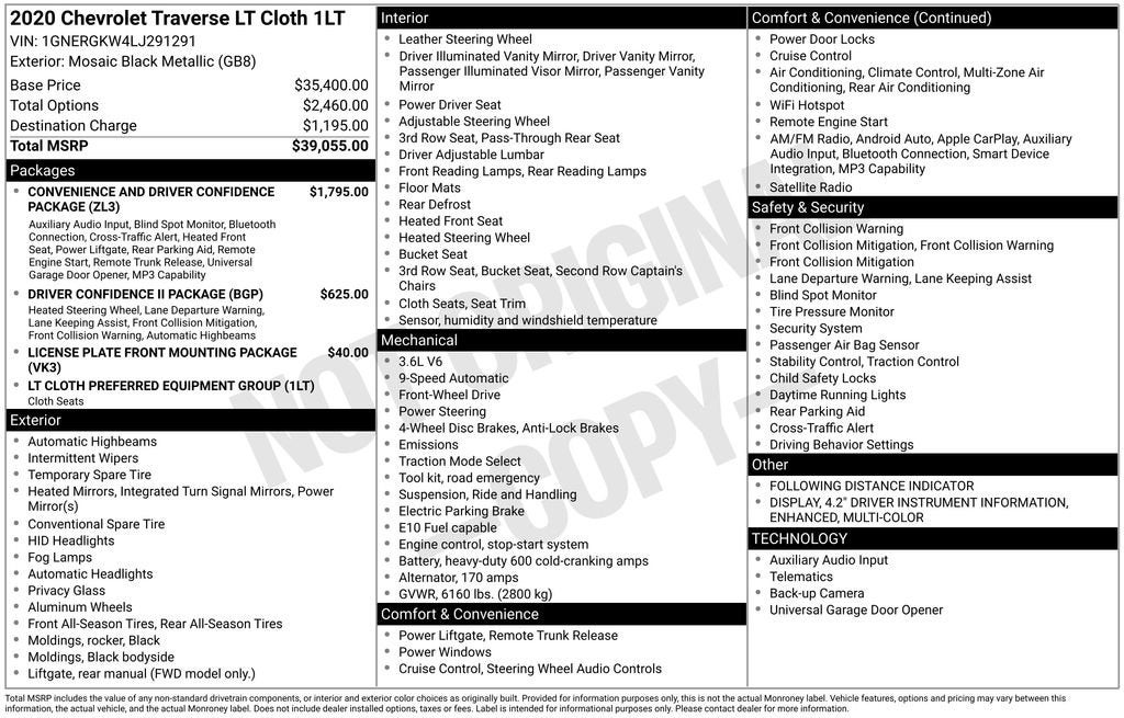 2020 Chevrolet Traverse LT Cloth