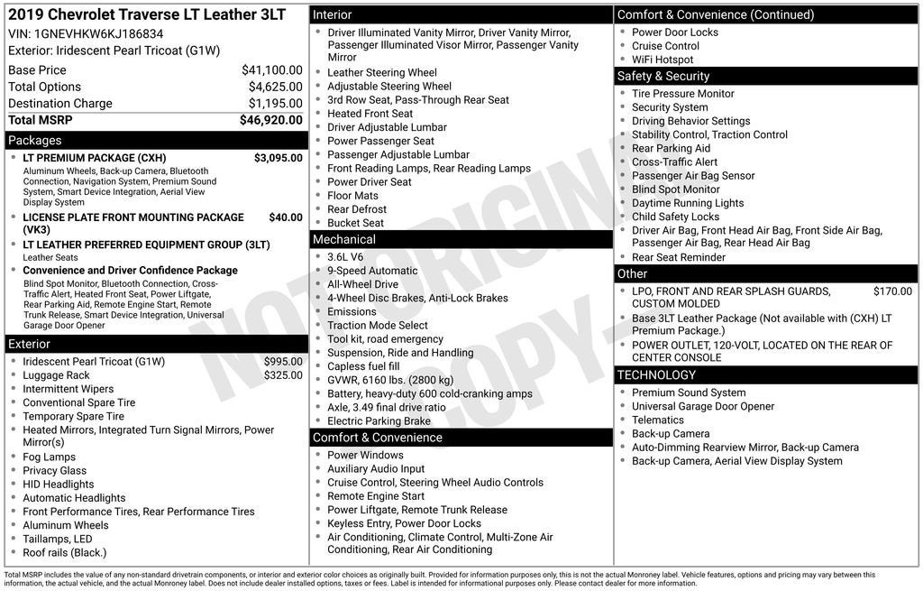 2019 Chevrolet Traverse LT Leather