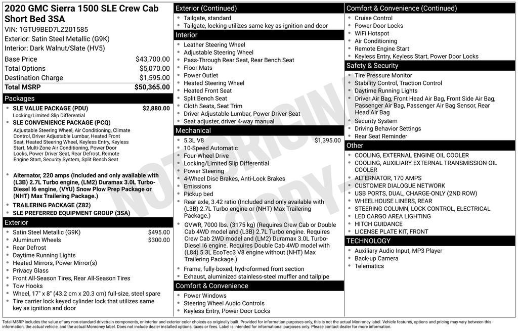 2020 GMC Sierra 1500 SLE