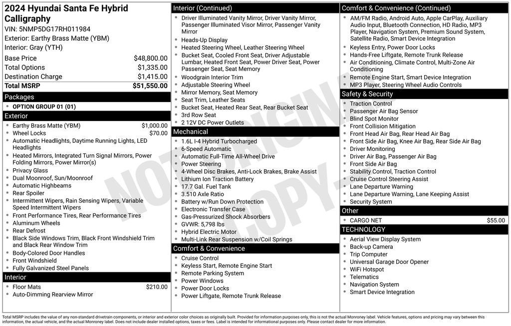 2024 Hyundai Santa Fe Hybrid Calligraphy