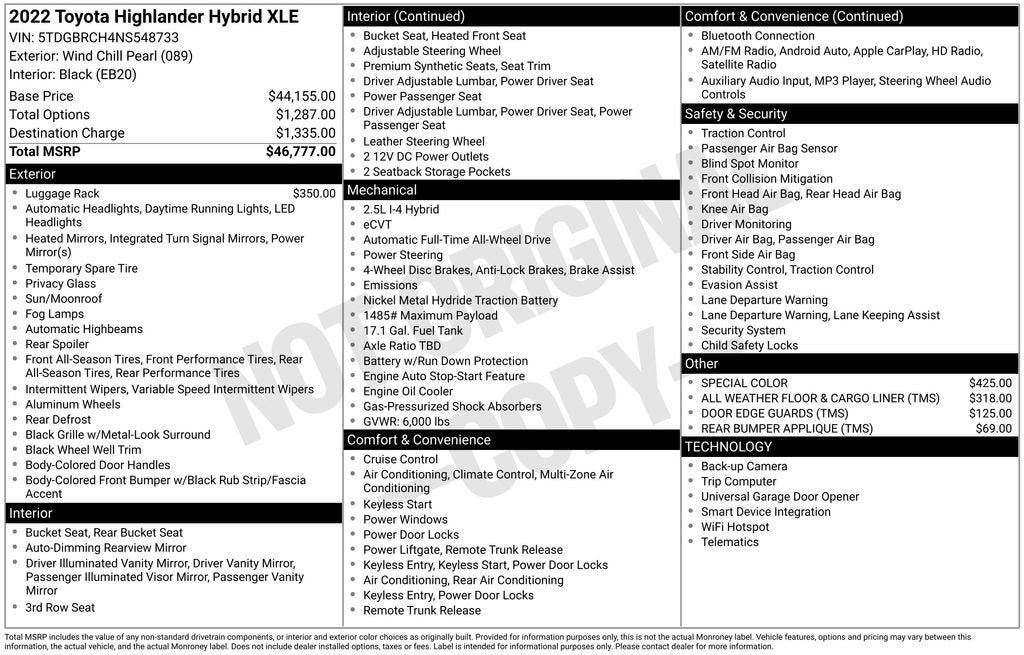 2022 Toyota Highlander Hybrid XLE