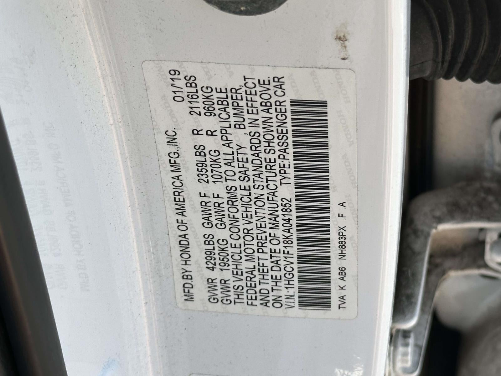 2019 Honda Accord Sedan LX 1.5T