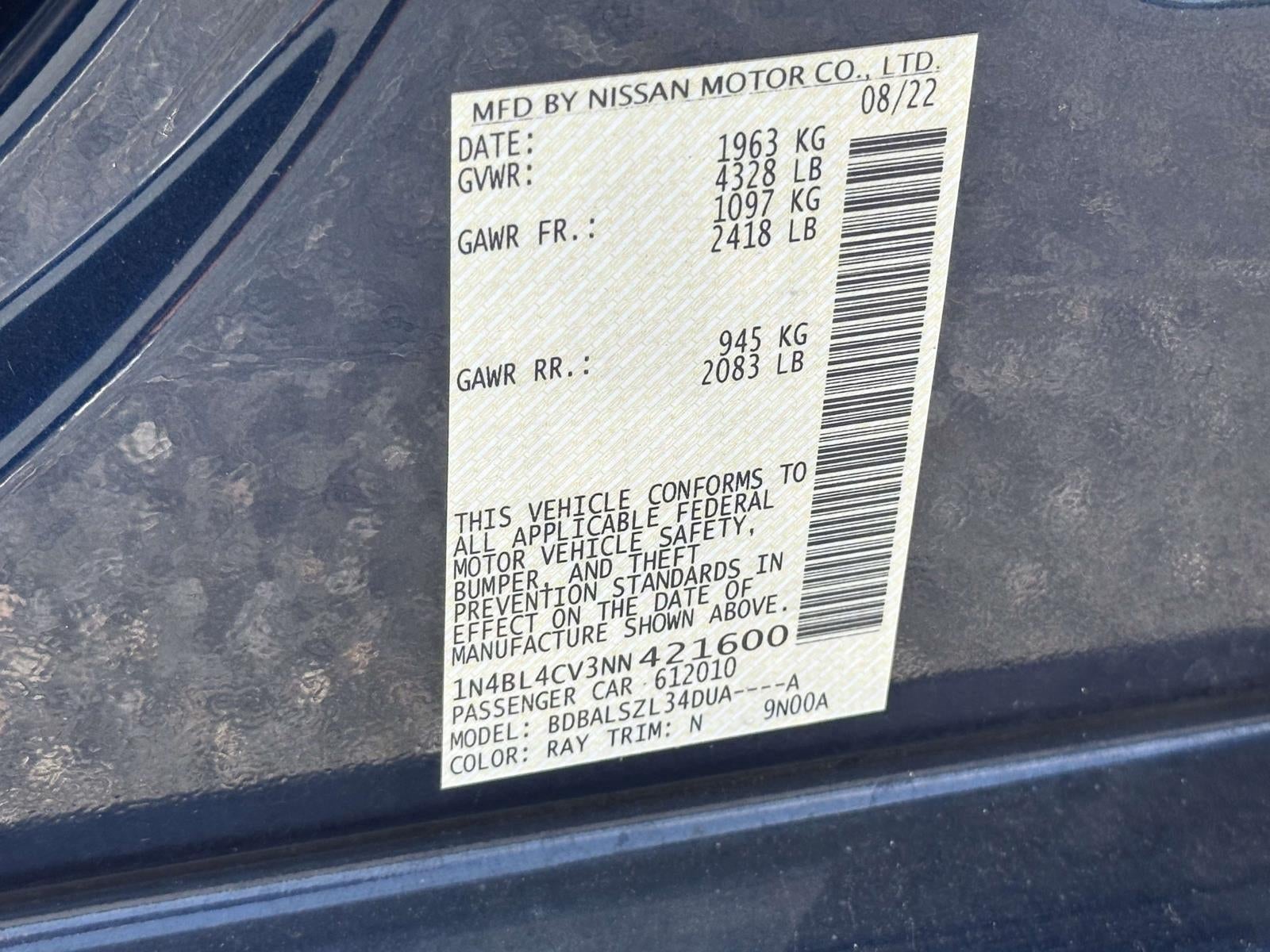 2022 Nissan Altima 2.5 SR