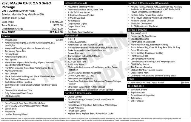 2023 Mazda Mazda CX-30 2.5 S Select Package