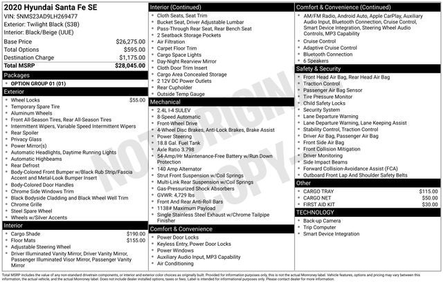 2020 Hyundai Santa Fe SE