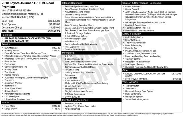 2018 Toyota 4Runner TRD Off-Road Premium