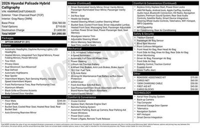 2026 Hyundai Palisade Hybrid Calligraphy
