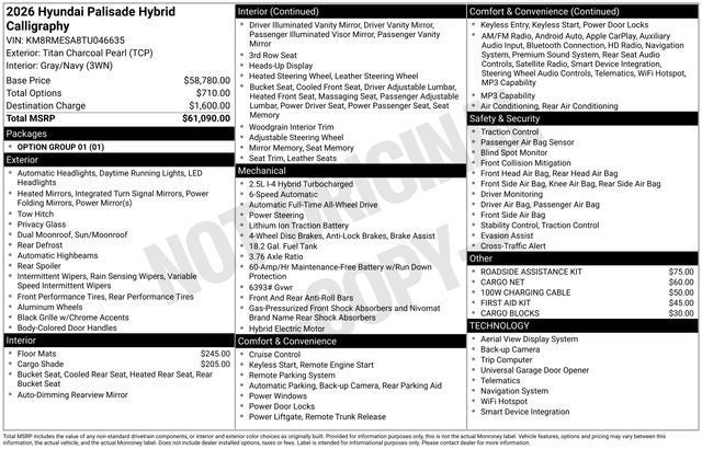 2026 Hyundai Palisade Hybrid Calligraphy