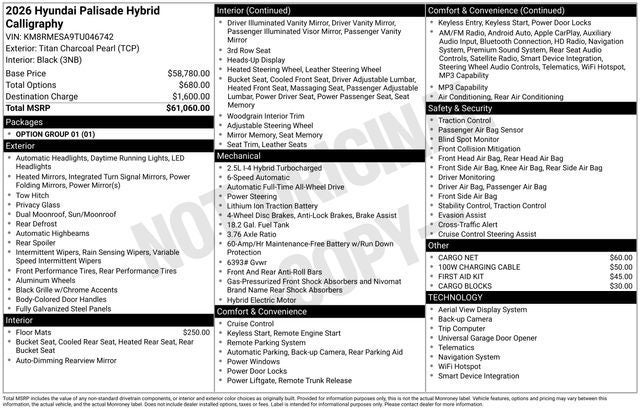 2026 Hyundai Palisade Hybrid Calligraphy