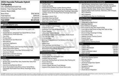 2026 Hyundai Palisade Hybrid Calligraphy