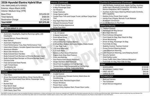 2026 Hyundai Elantra Hybrid Blue
