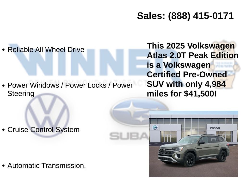 2025 Volkswagen Atlas 2.0T Peak Edition