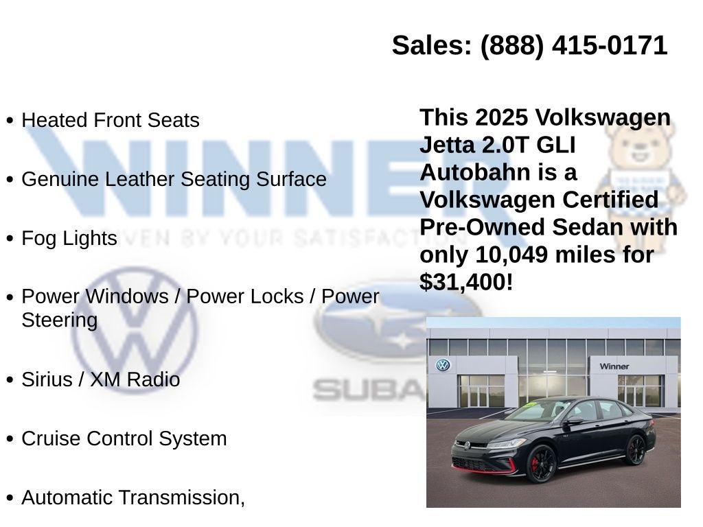 2025 Volkswagen Jetta GLI 2.0T Autobahn