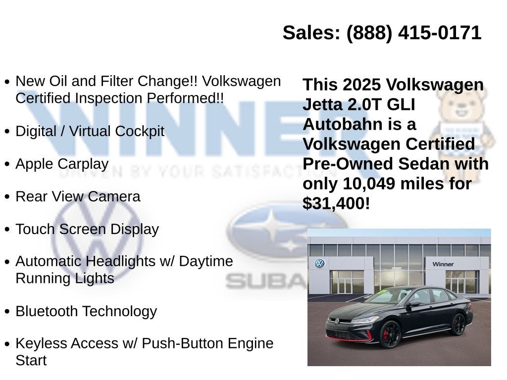 2025 Volkswagen Jetta GLI 2.0T Autobahn