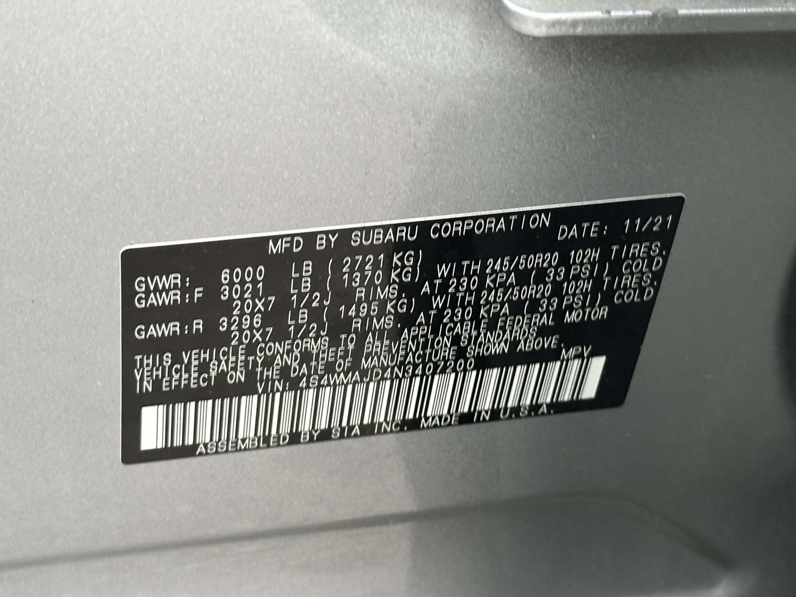 2022 Subaru Ascent Onyx Edition