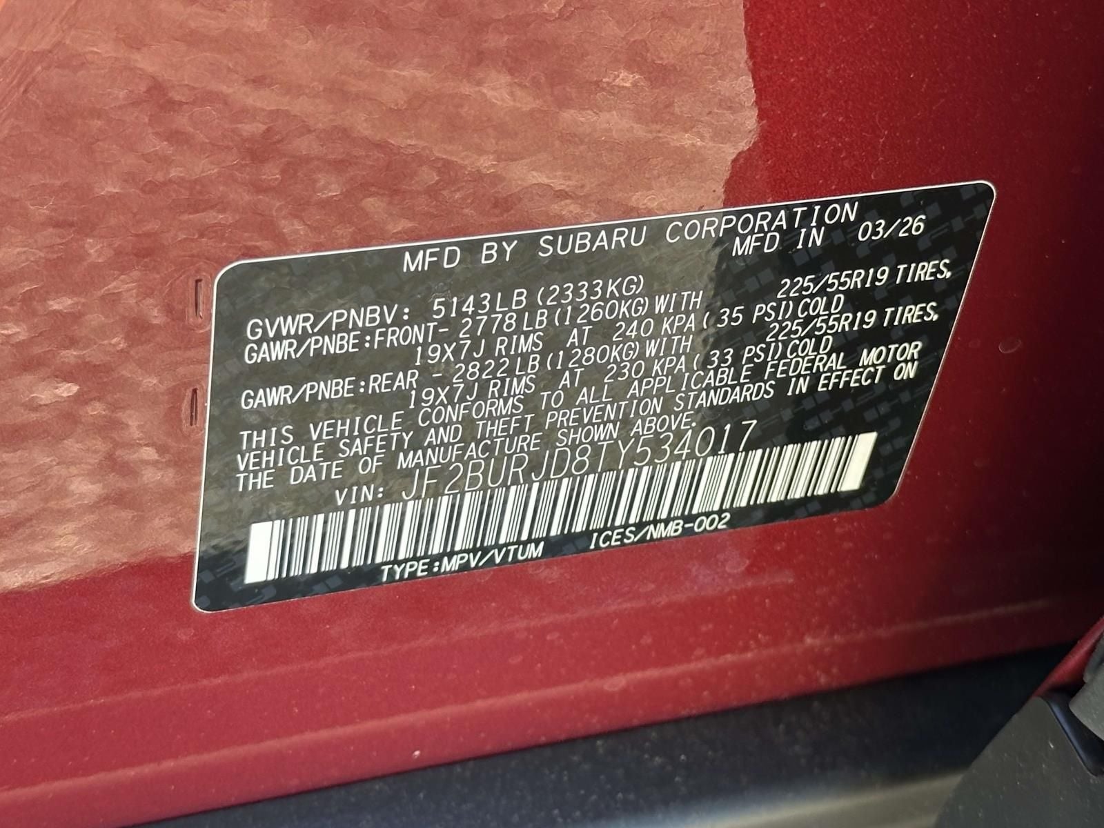 2026 Subaru Outback Touring XT