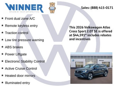 2026 Volkswagen Atlas Cross Sport 2.0T SE w/Technology
