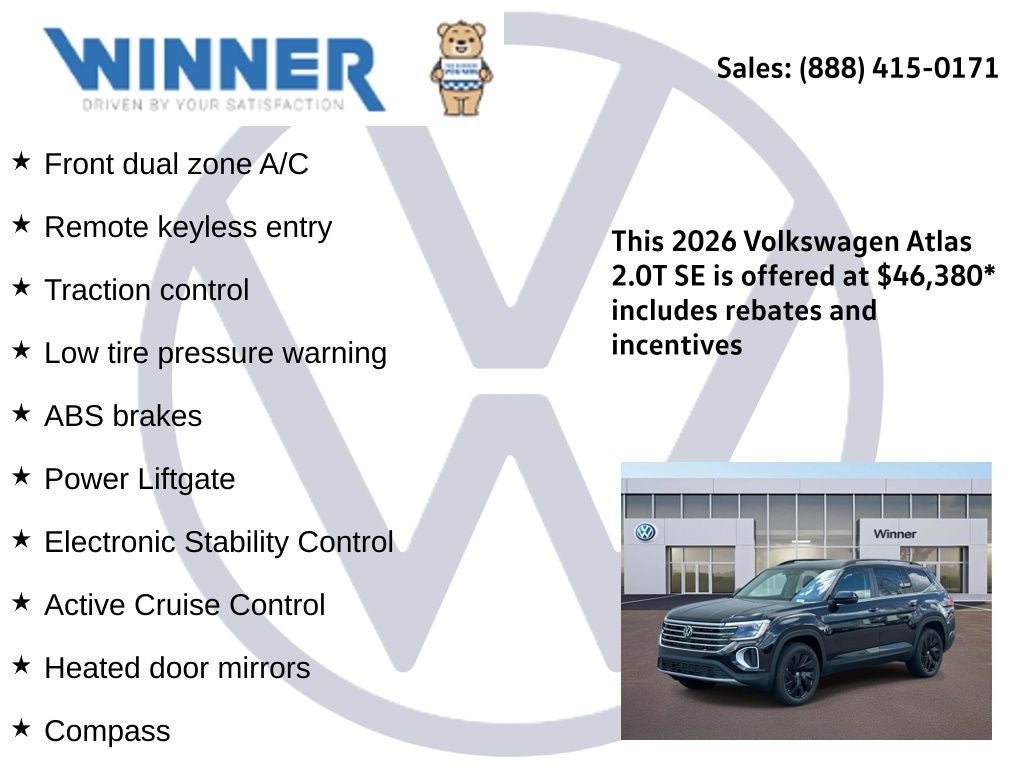 2026 Volkswagen Atlas 2.0T SE w/Technology