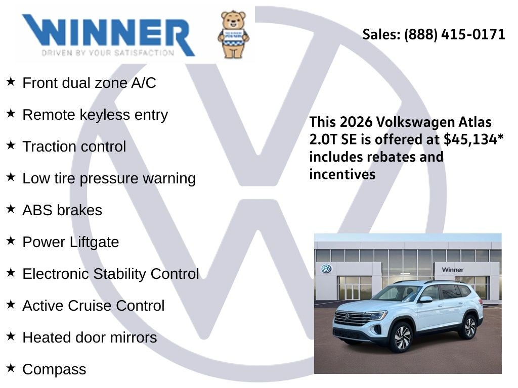 2026 Volkswagen Atlas 2.0T SE w/Technology