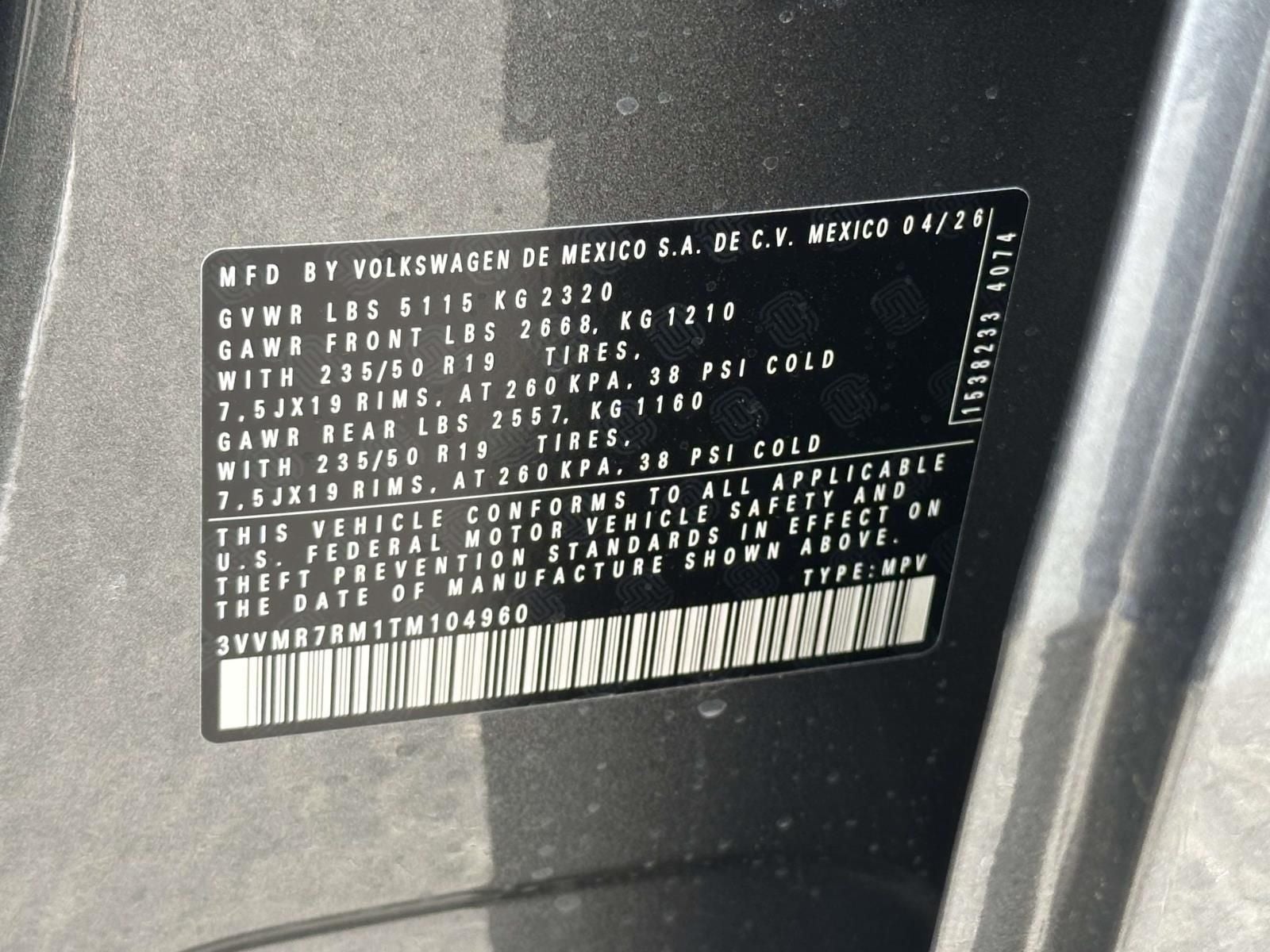 2026 Volkswagen Tiguan 2.0T SE