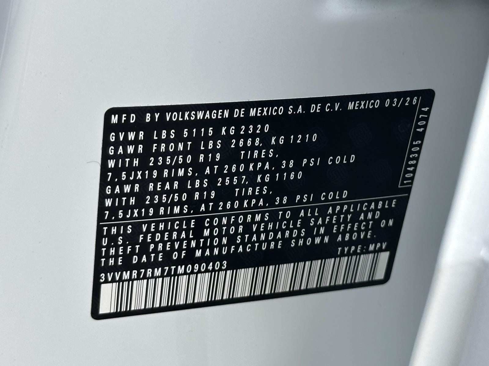2026 Volkswagen Tiguan 2.0T SE
