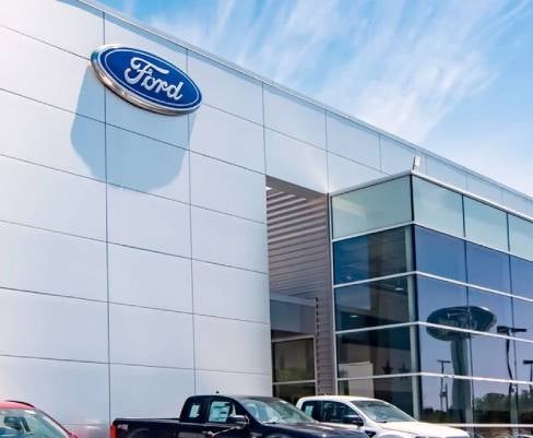 The building of Ford showroom is displayed.